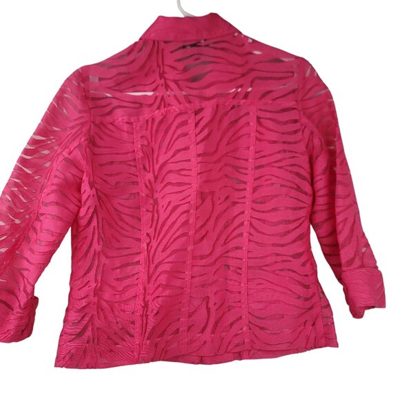 Clara S XS Fuchsia Sheer Zebra Button-Front Jacket Long Sleeve New with Tags - Picture 3 of 9